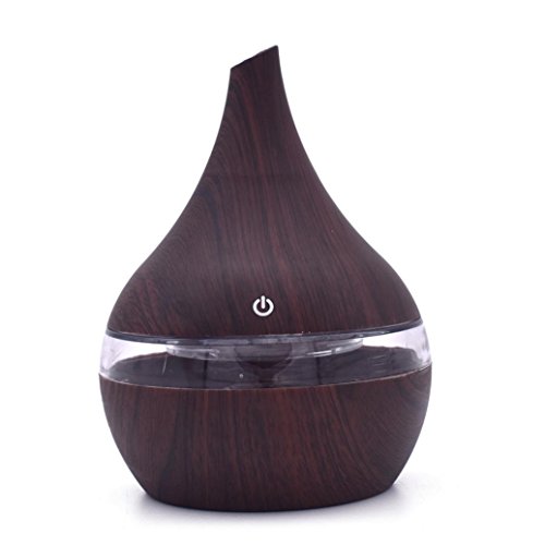 Sunshinehomely Mini Wood Grain Air Aroma Essential Oil Diffuser LED Ultrasonic Aroma Aromatherapy Humidifier  Waterless Auto Shut-off  7 Colors Changing Ambiance Light (Brown) - B07FKBL51D